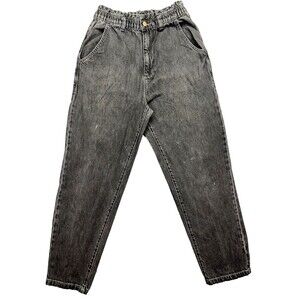 BDG UO Tapered Pull On Mom Black Jeans High Rise Paperbag Waist Pocket Womens 29